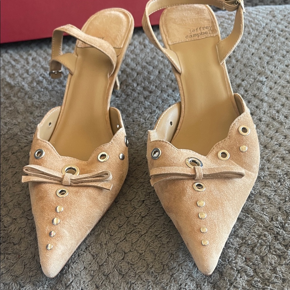 Jeffrey Campbell Beige Heels with Bow Detail